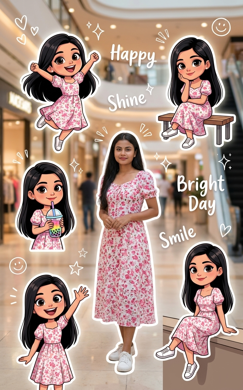 Photo to Cartoon Aesthetic Collage | Chibi Sticker Style